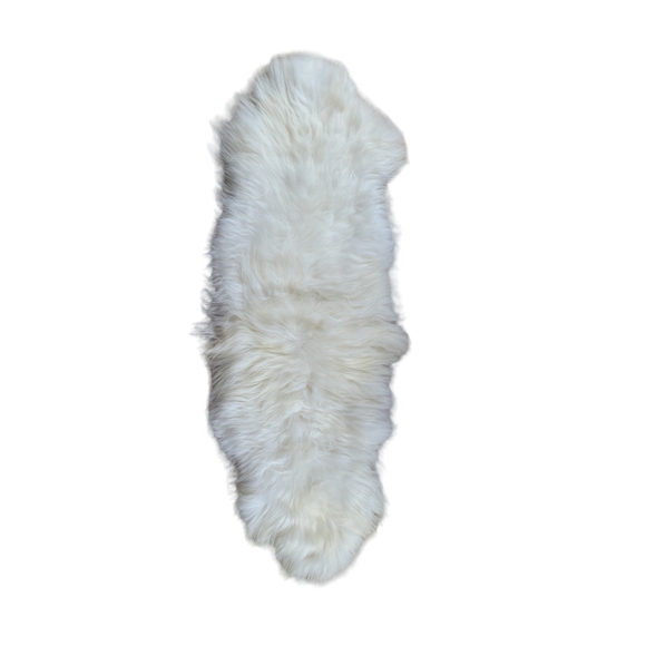 NATURAL White Long Hair Sheepskin for Bench Seat, Rug Runner or Throw - Picture 6 of 8